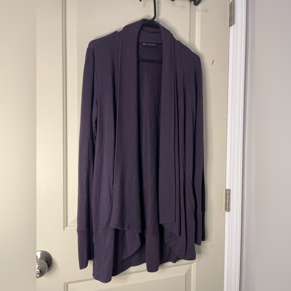 Athleta open front active cardigan - PLUM PURPLE - SIZE S